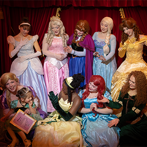 Princess performers with children